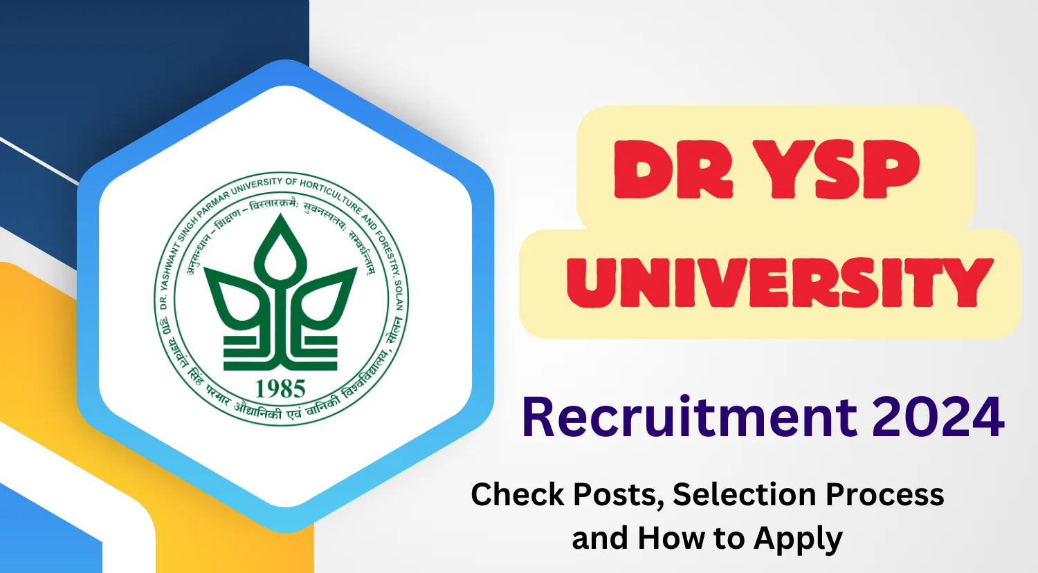 Dr YSP University Young Professional Recruitment 2024