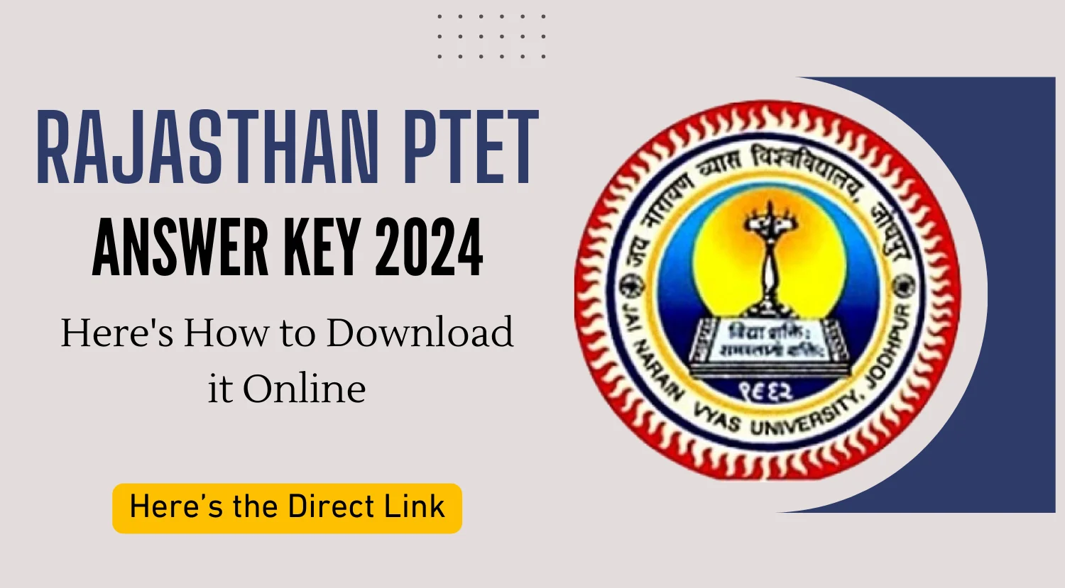 Rajasthan PTET Answer Key 2024 Heres How to Download it Online