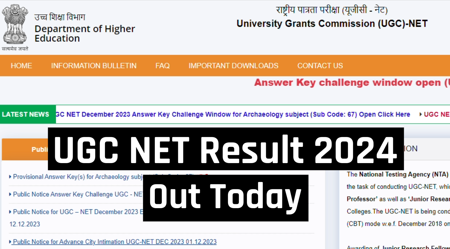 UGC NET Result 2024 OUT at ugcnet.nta.ac.in: Download December 2023  Scorecard and Subjectwise Cutoff Marks